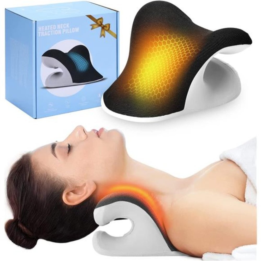 Heated Neck Stretcher w/ Magnetic Therapy Pillowcase, Neck and Shoulder Relaxer